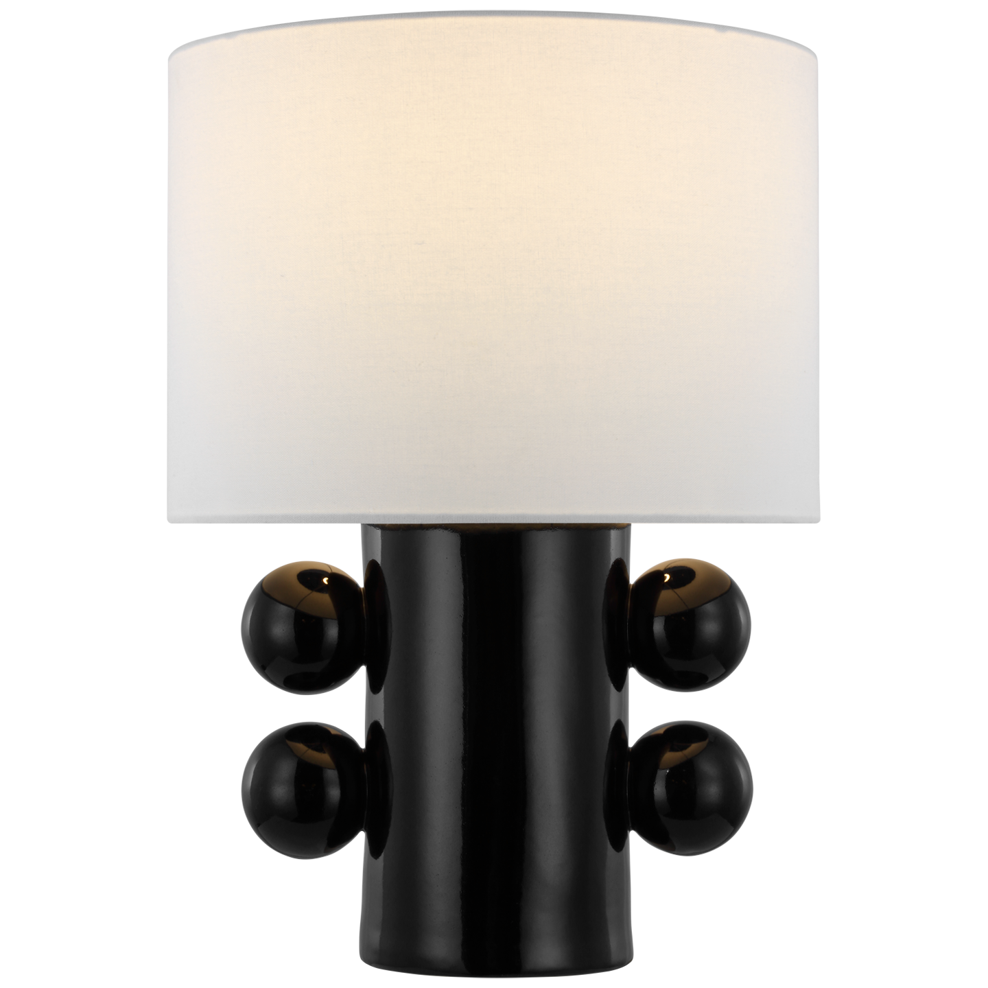 Tiglia Low Table Lamp in Black with Linen Shade
