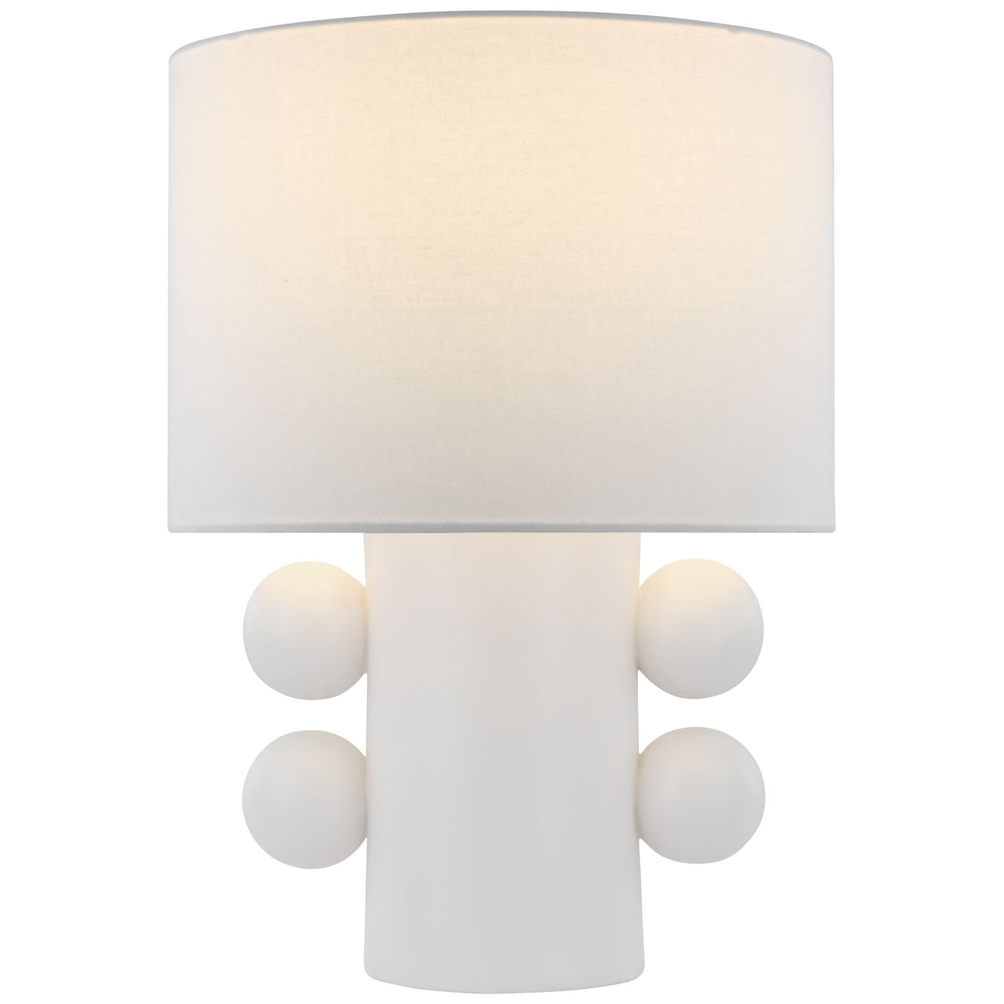 Tiglia Low Table Lamp in Plaster White with Linen Shade
