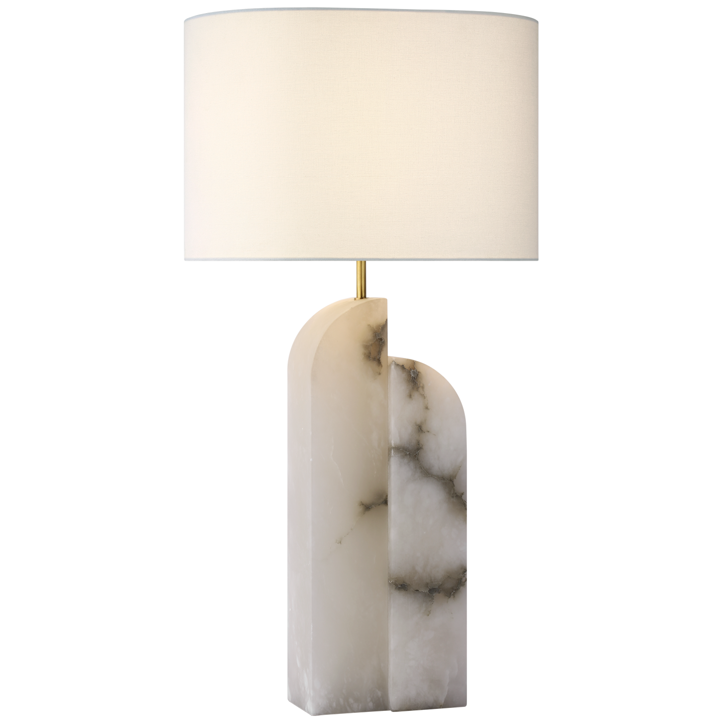 Savoye Large Right Table Lamp in Alabaster with Linen Shade