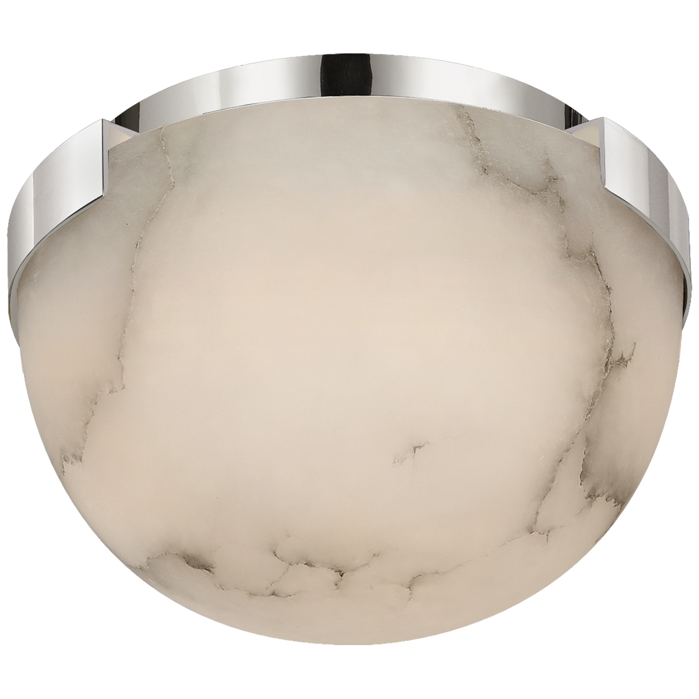 Melange 5" Solitaire Flush Mount in Polished Nickel with Alabaster Shade