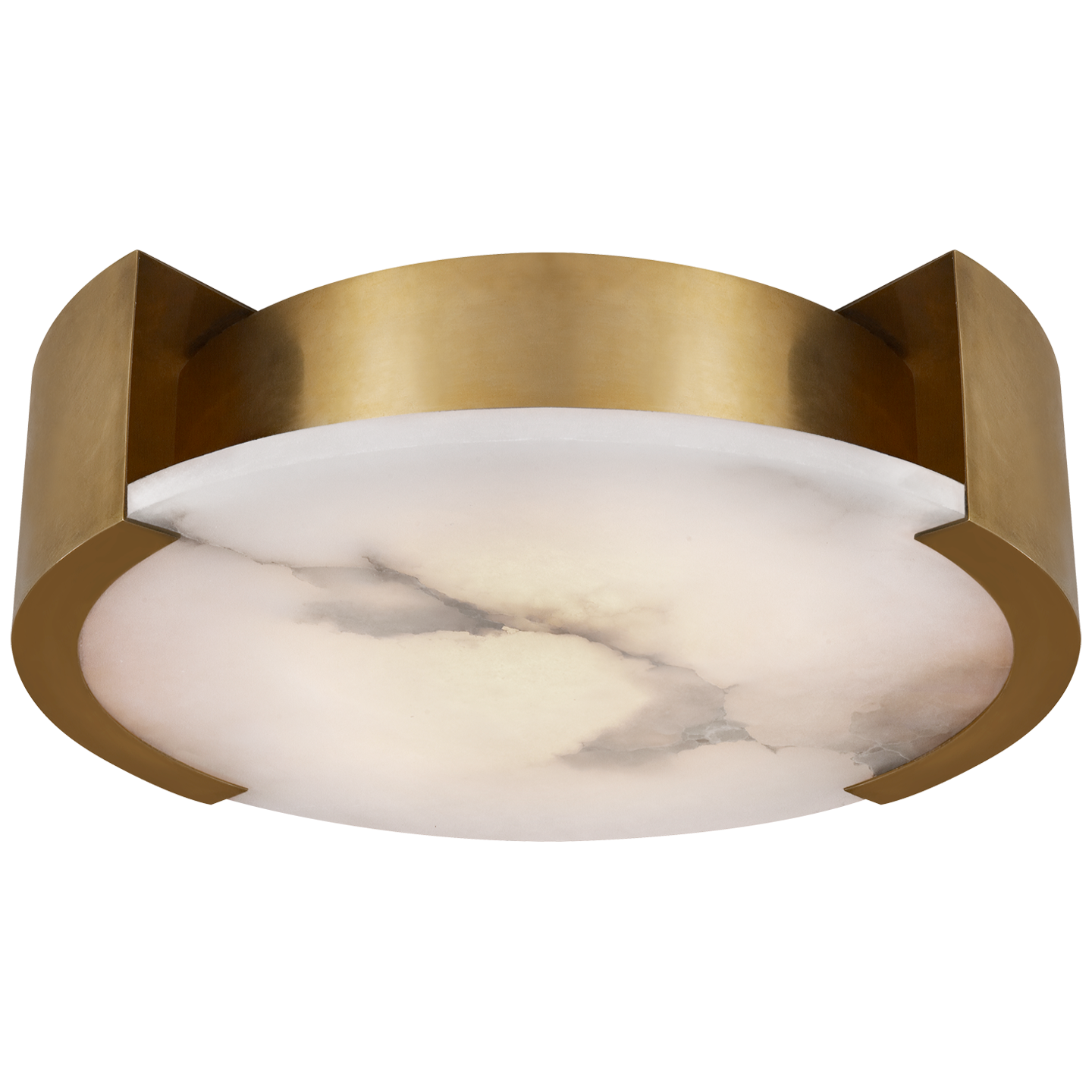 Melange Large Flush Mount in Antique-Burnished Brass with Alabaster