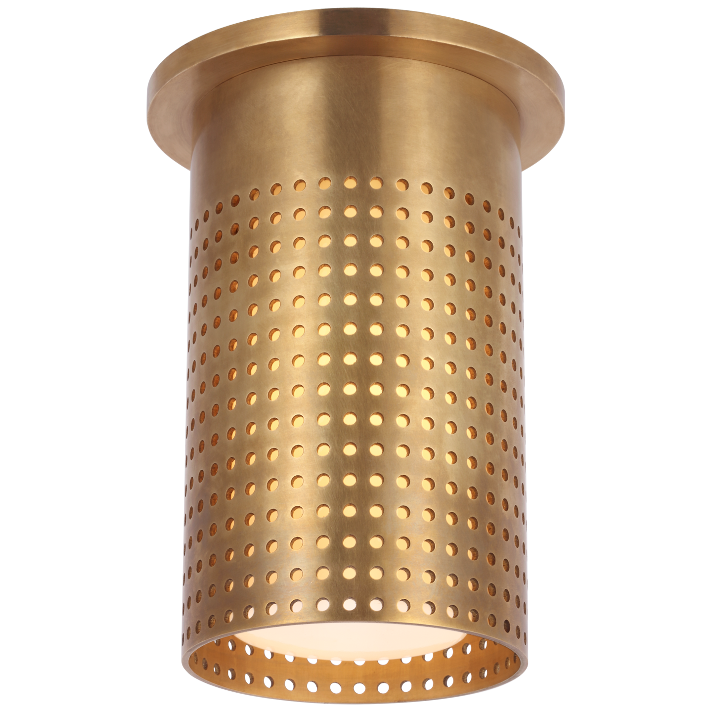 Precision Short Monopoint Flush Mount in Antique-Burnished Brass with White Glass