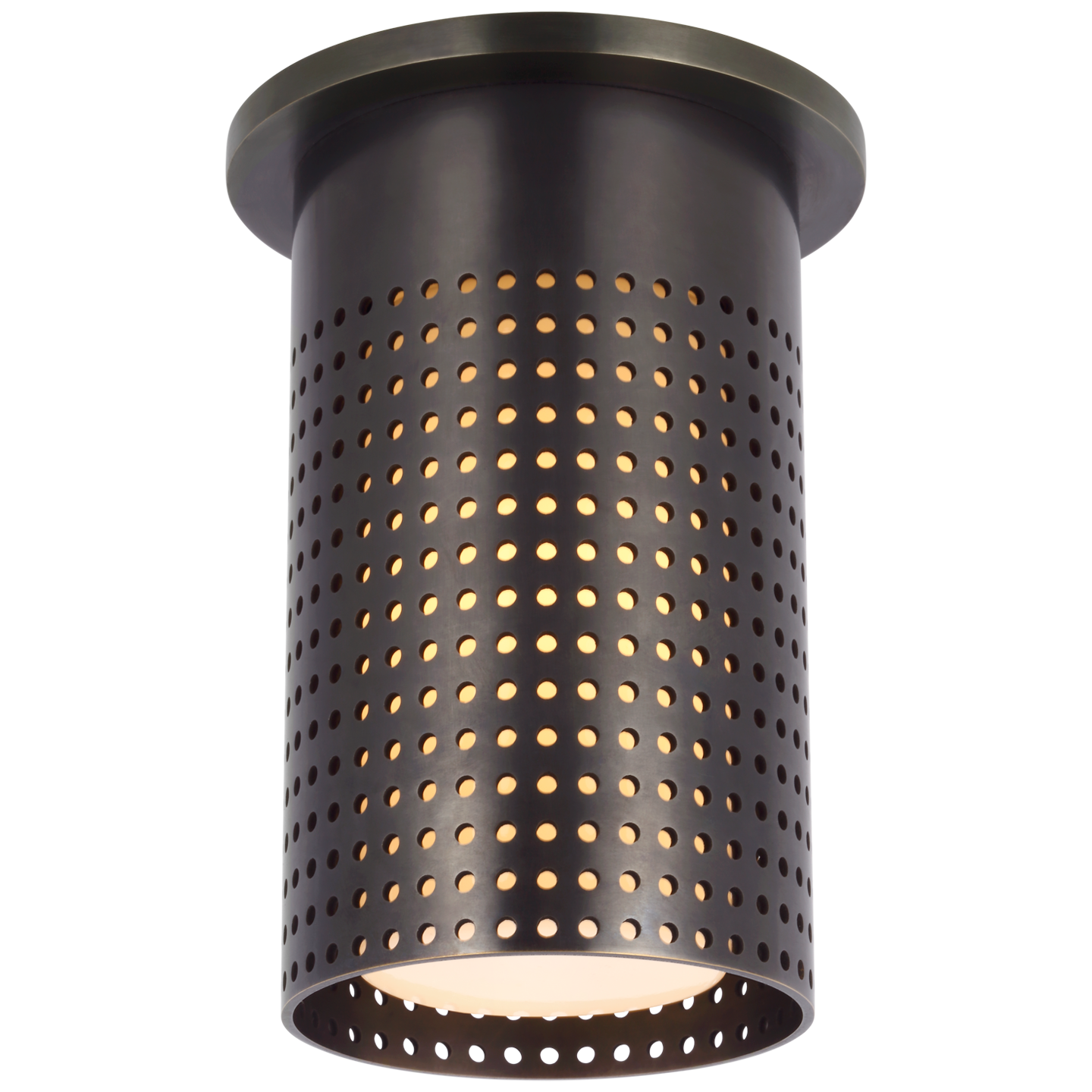 Precision Short Monopoint Flush Mount in Bronze with White Glass
