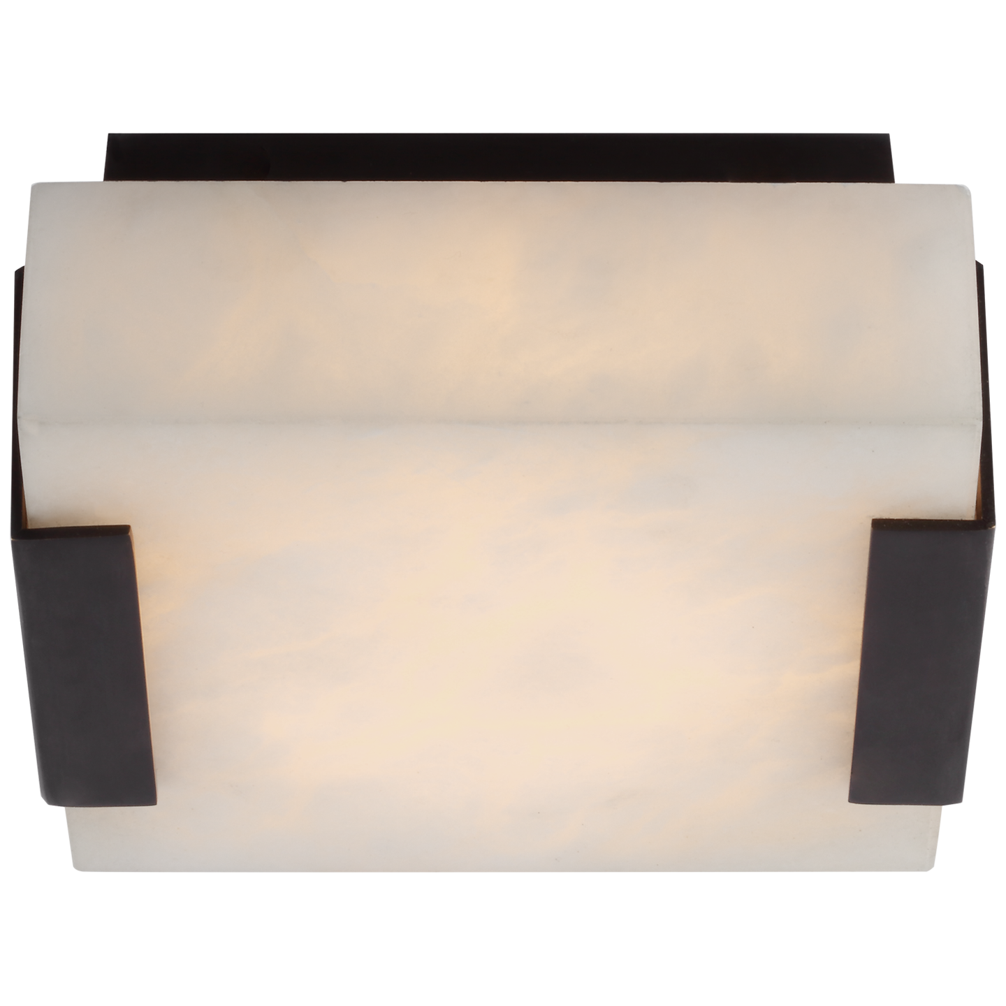 Covet Low Clip Solitaire Flush Mount in Bronze with Alabaster