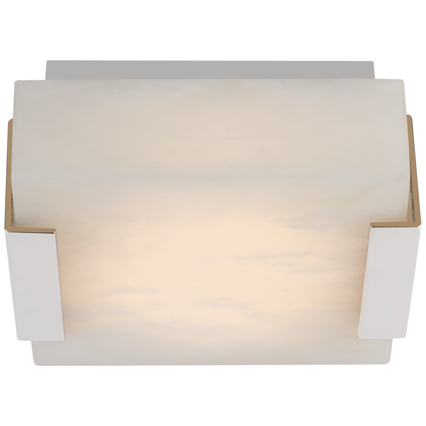 Covet Low Clip Solitaire Flush Mount in Polished Nickel with Alabaster