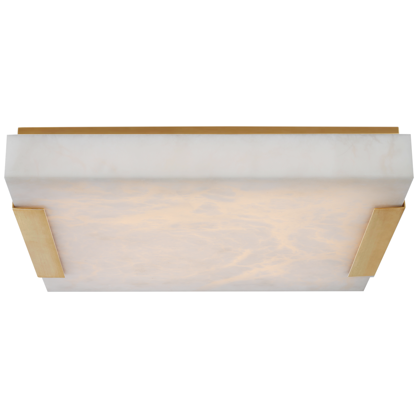Covet Large Flush Mount in Antique-Burnished Brass with Alabaster