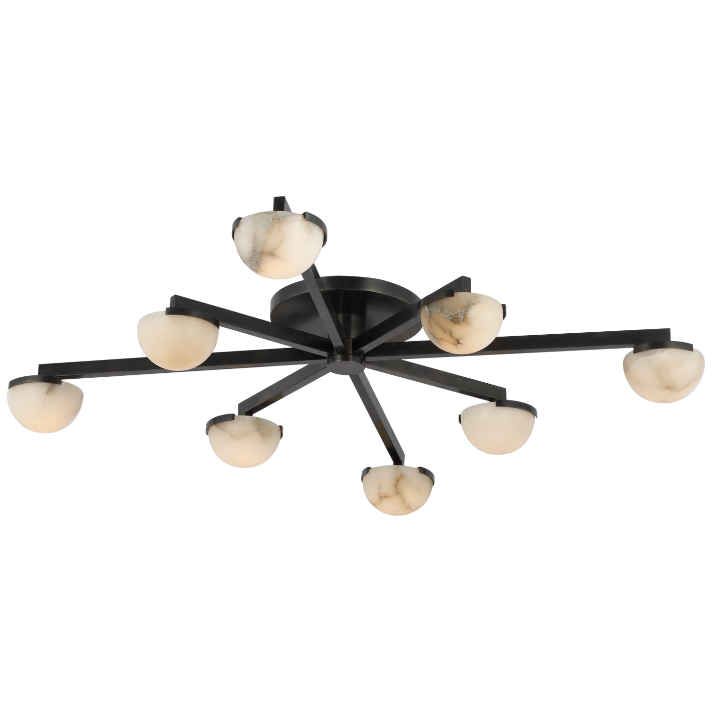 Pedra Large Staggered Arm Flush Mount in Bronze with Alabaster
