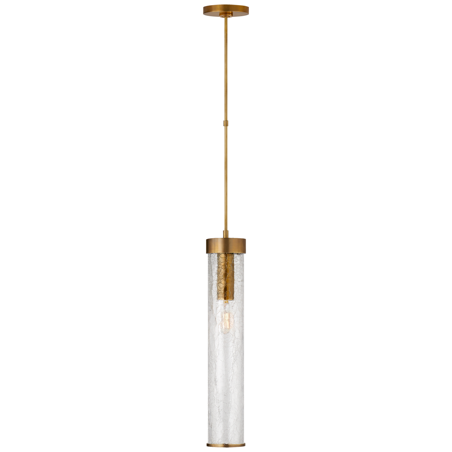 Liaison Long Pendant in Antique-Burnished Brass with Crackle Glass
