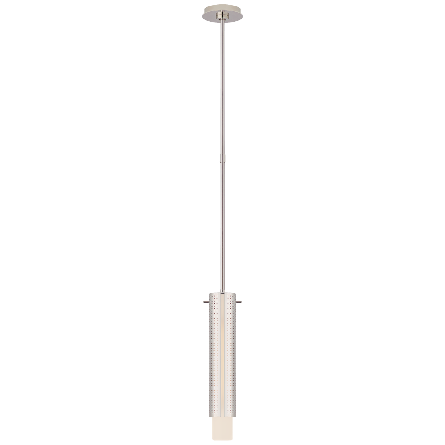 Precision Small Cylinder Pendant in Polished Nickel with White Glass