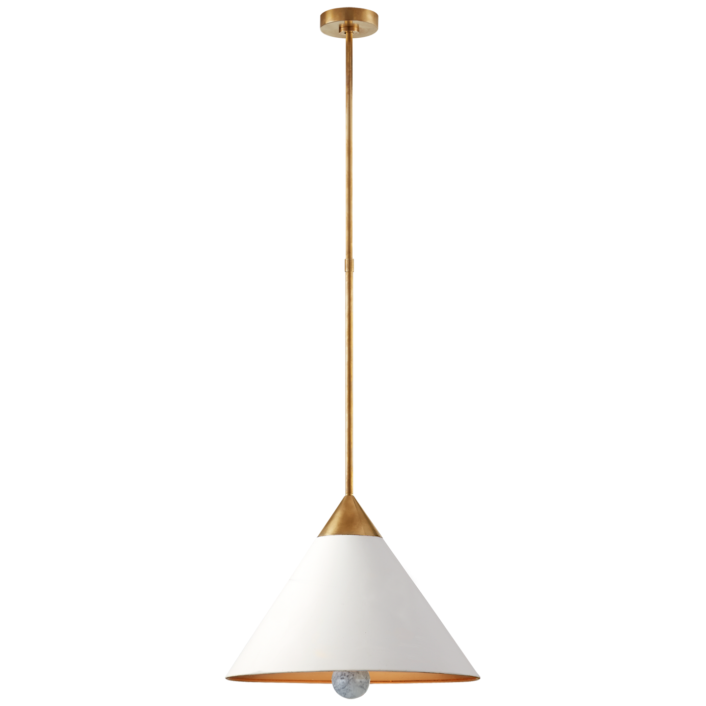 Cleo Pendant in Antique-Burnished Brass and Antique White with Frosted Acrylic