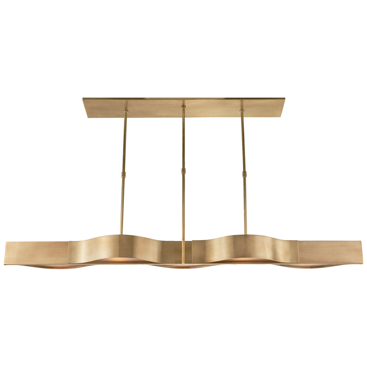 Avant Large Linear Pendant in Antique-Burnished Brass with Frosted Glass