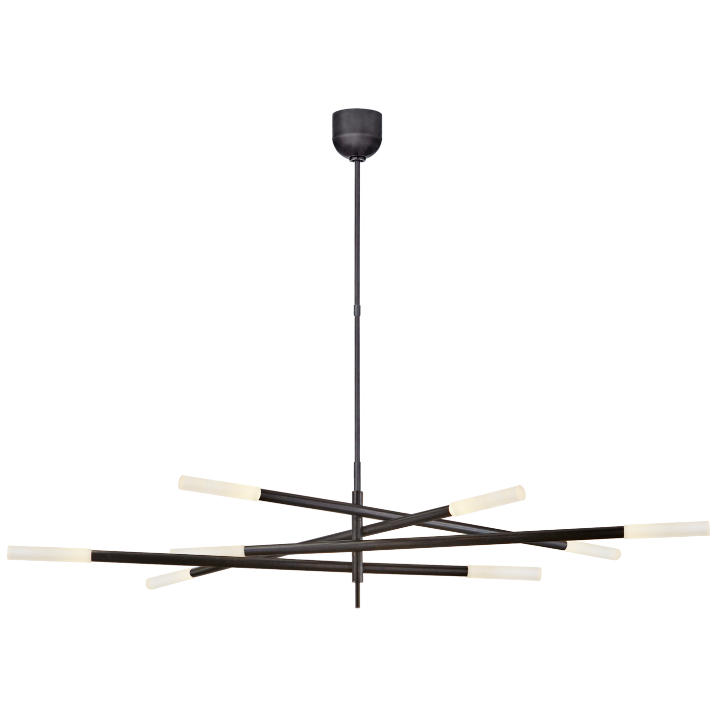Rousseau Grande Eight Light Articulating Chandelier in Bronze with Etched Crystal