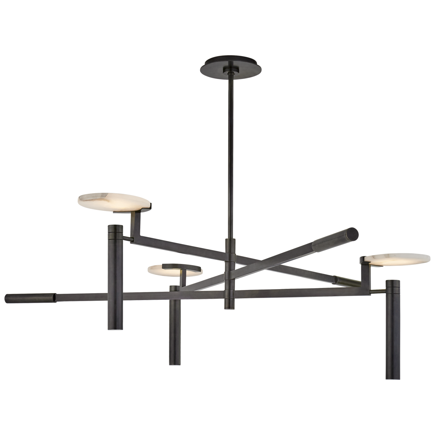 Melange Large Floating Disc Chandelier in Bronze with Alabaster
