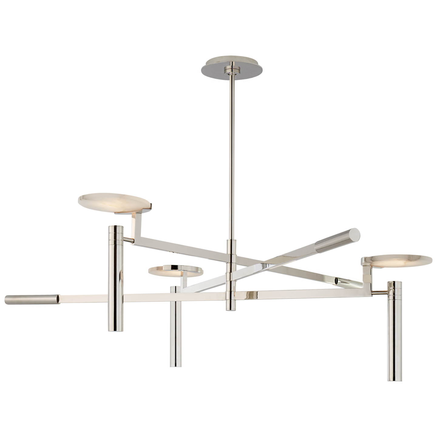 Melange Large Floating Disc Chandelier in Polished Nickel with Alabaster
