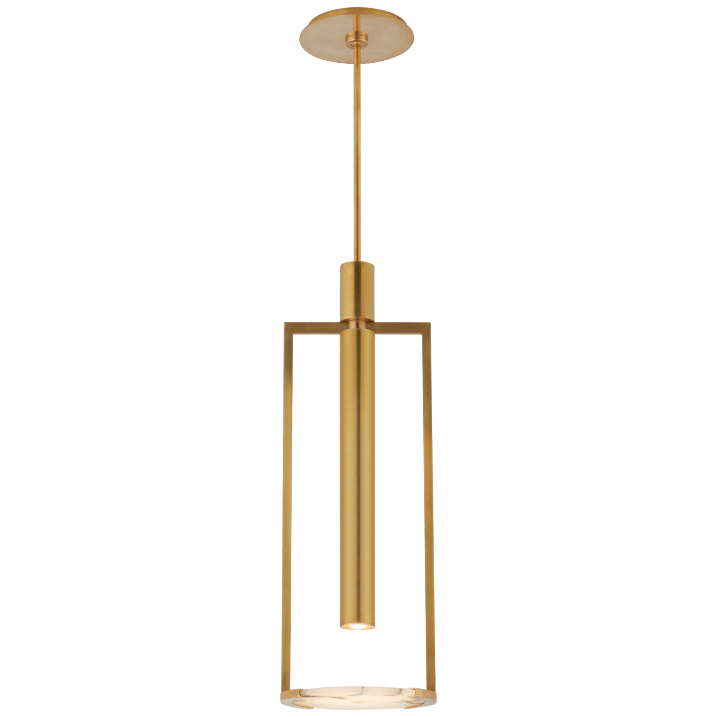 Melange Medium Floating Disc Pendant in Antique-Burnished Brass with Alabaster