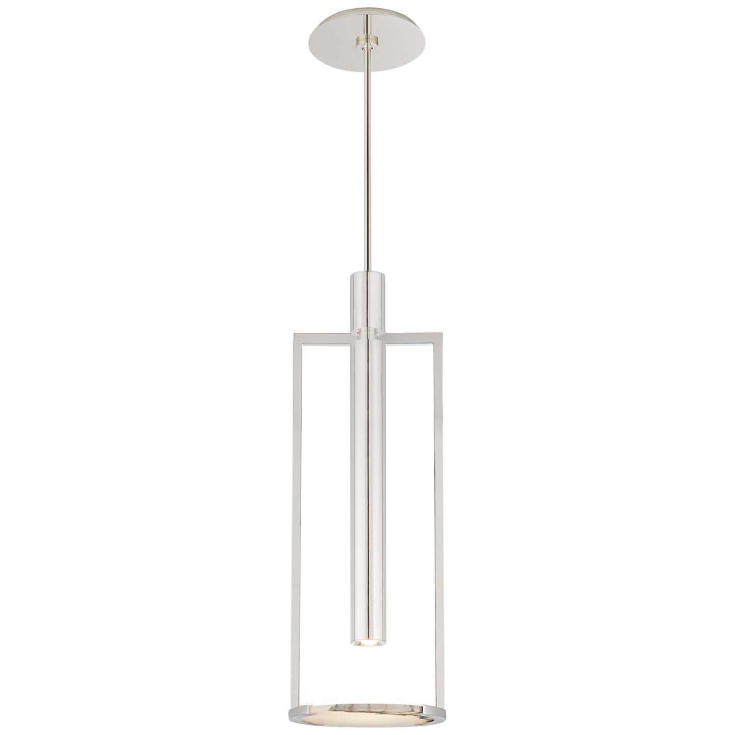 Melange Medium Floating Disc Pendant in Polished Nickel with Alabaster