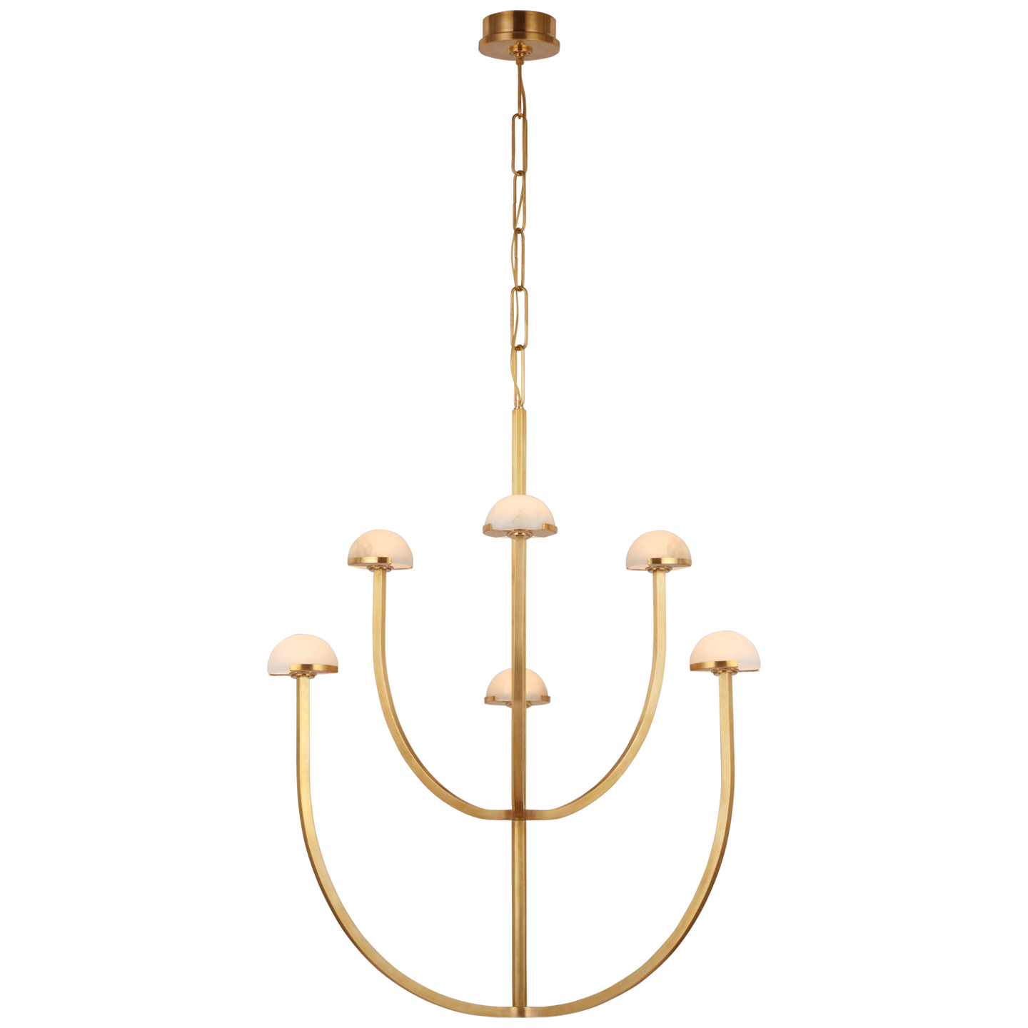 Pedra Large Two-Tier Chandelier in Antique-Burnished Brass with Alabaster