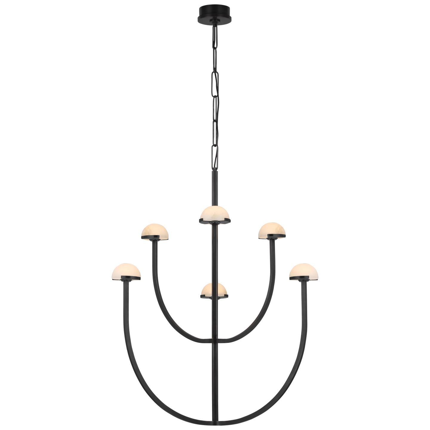 Pedra Large Two-Tier Chandelier in Bronze with Alabaster