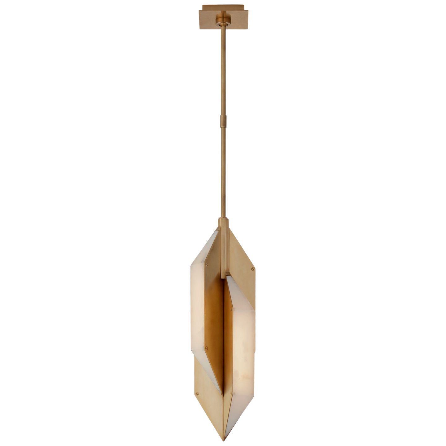 Ophelion Small Pendant in Antique-Burnished Brass with Alabaster 