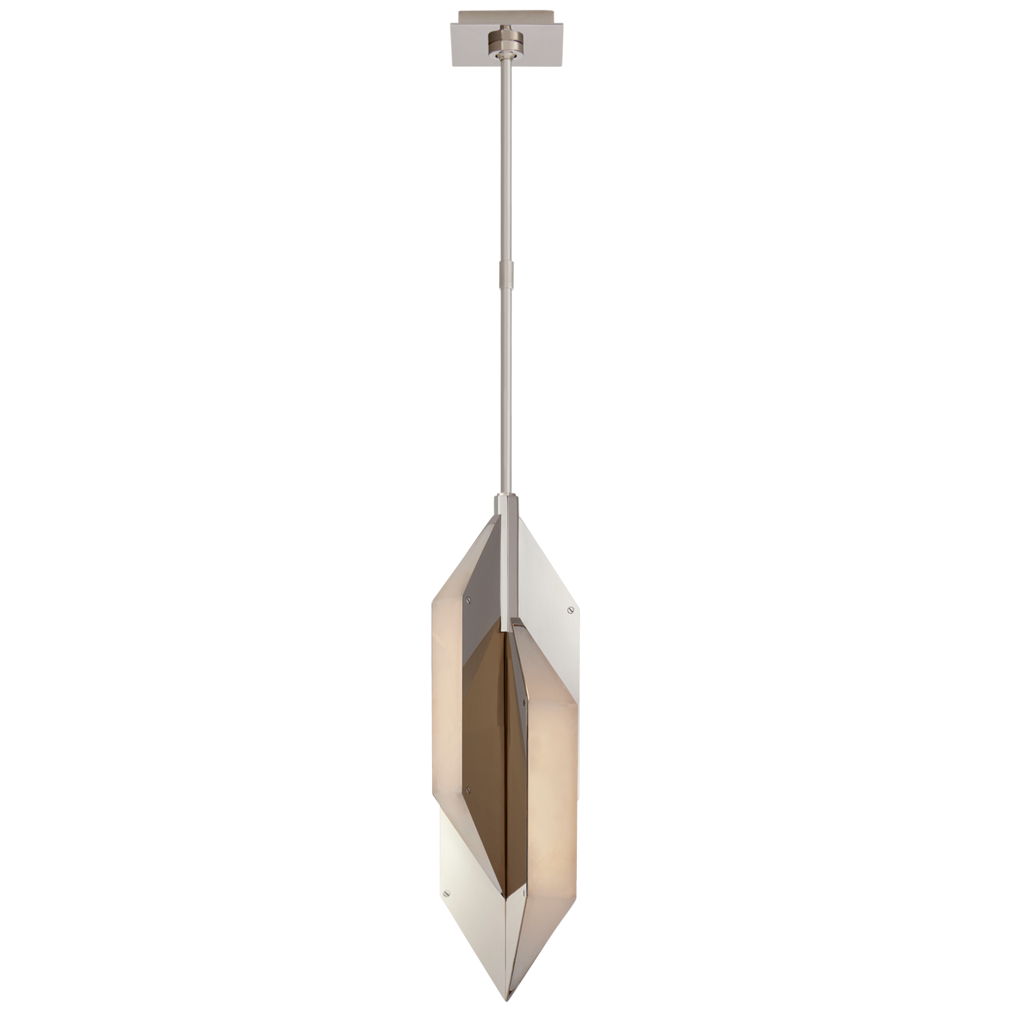 Ophelion Small Pendant in Polished Nickel with Alabaster 