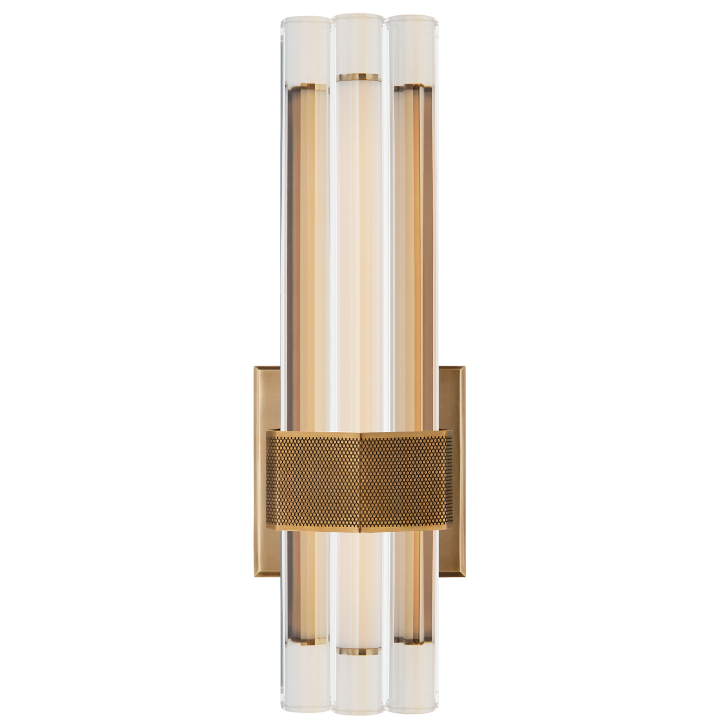 Fascio 14" Asymmetric Sconce in Hand-Rubbed Antique Brass with Crystal