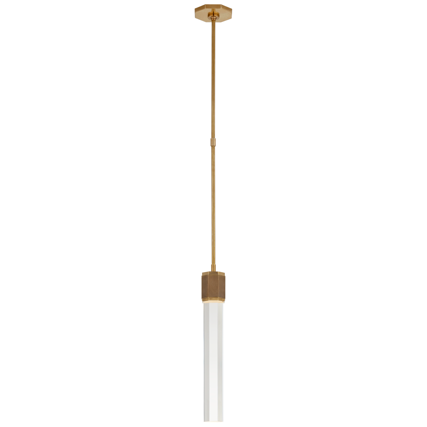 Fascio Single Pendant in Hand-Rubbed Antique Brass with Crystal