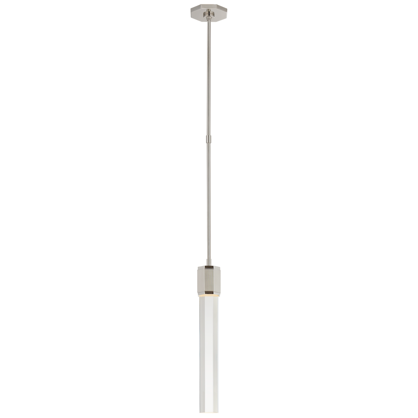 Fascio Single Pendant in Polished Nickel with Crystal