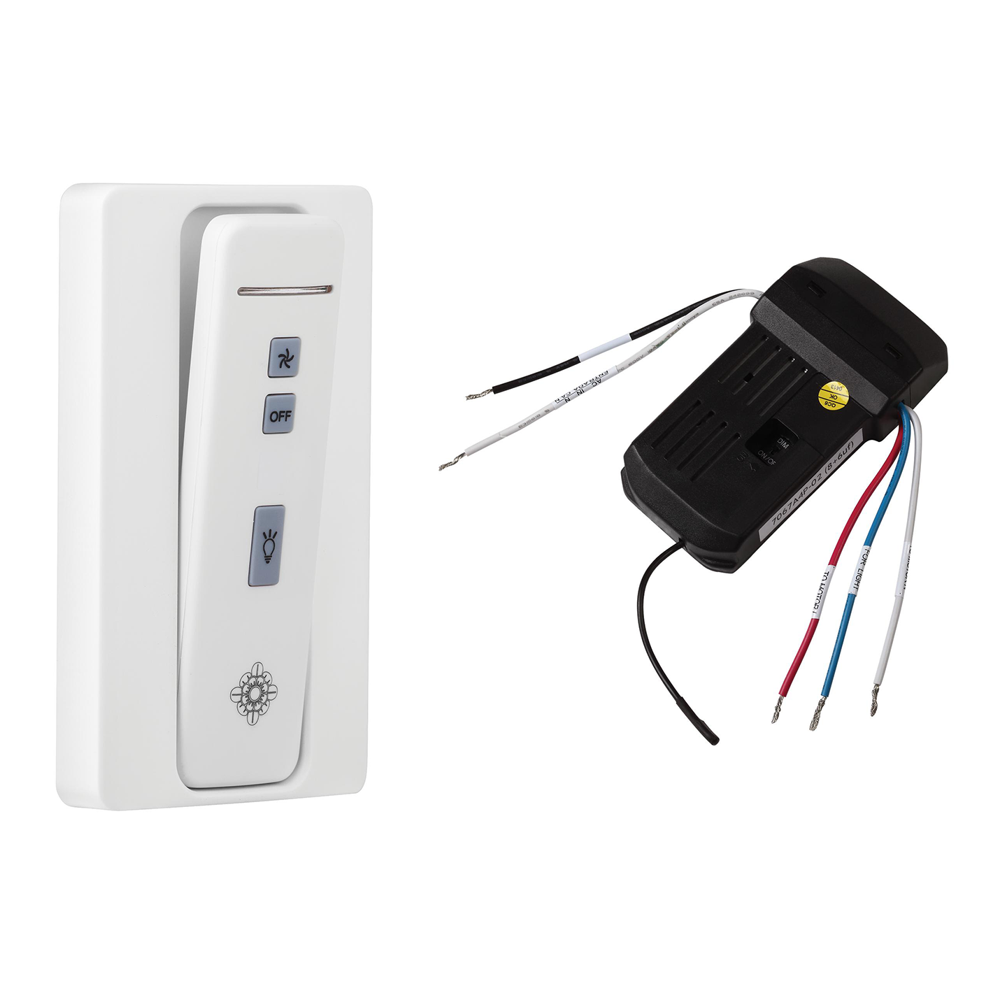 4 - Speed with Dimmer Wall / Hand-Held Battery Operated Remote Control Kit White