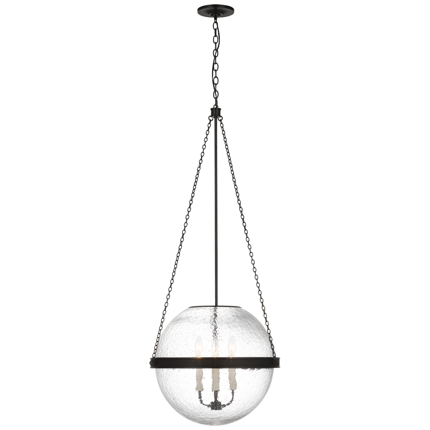 Reese 18" Globe Pendant in Bronze with Clear Restoration Glass