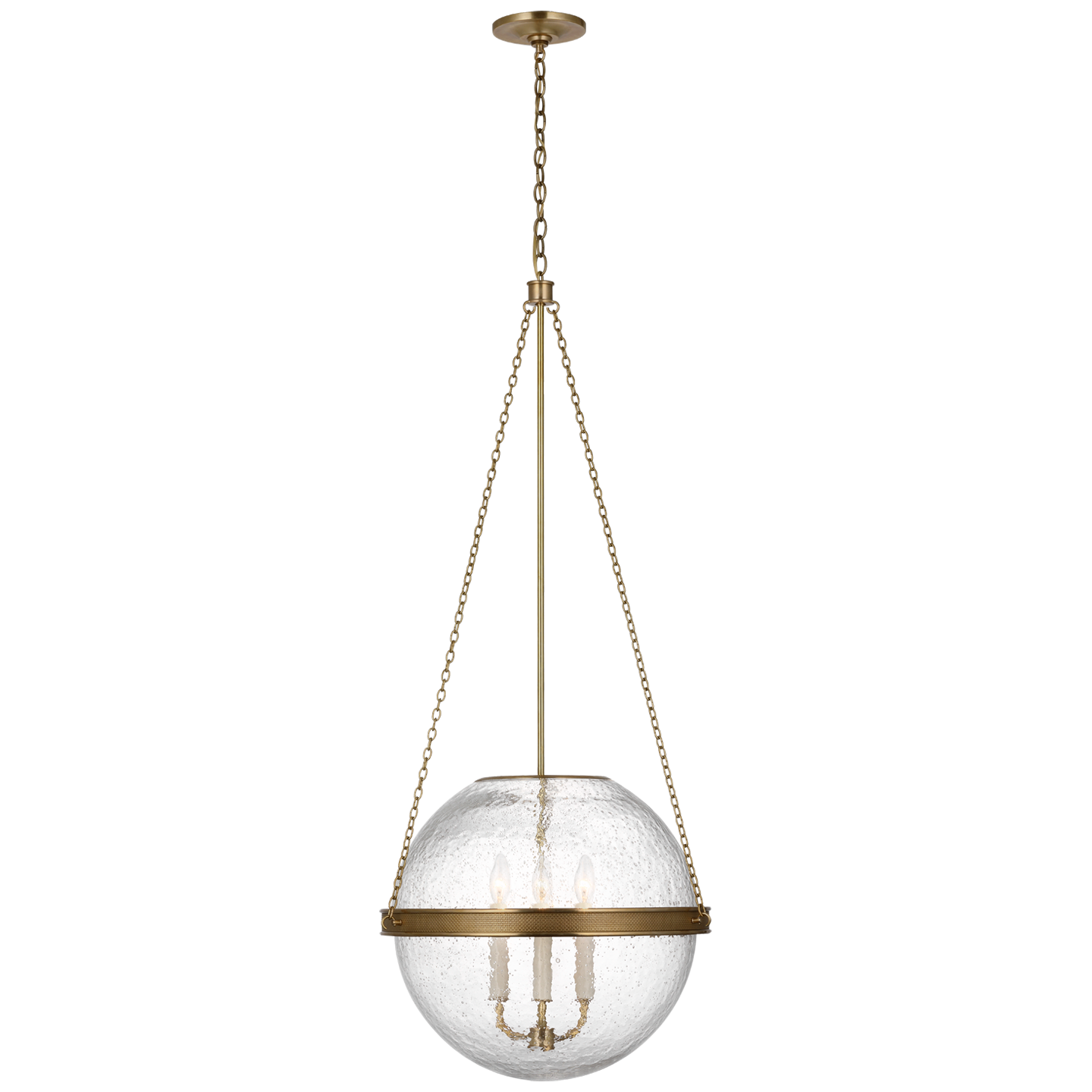 Reese 18" Globe Pendant in Soft Brass with Clear Restoration Glass