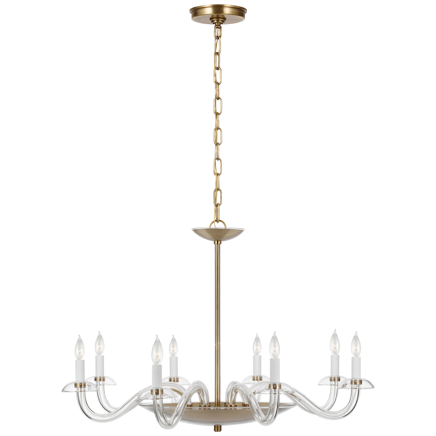 Brigitte Large Chandelier in Clear Glass and Hand-Rubbed Antique Brass