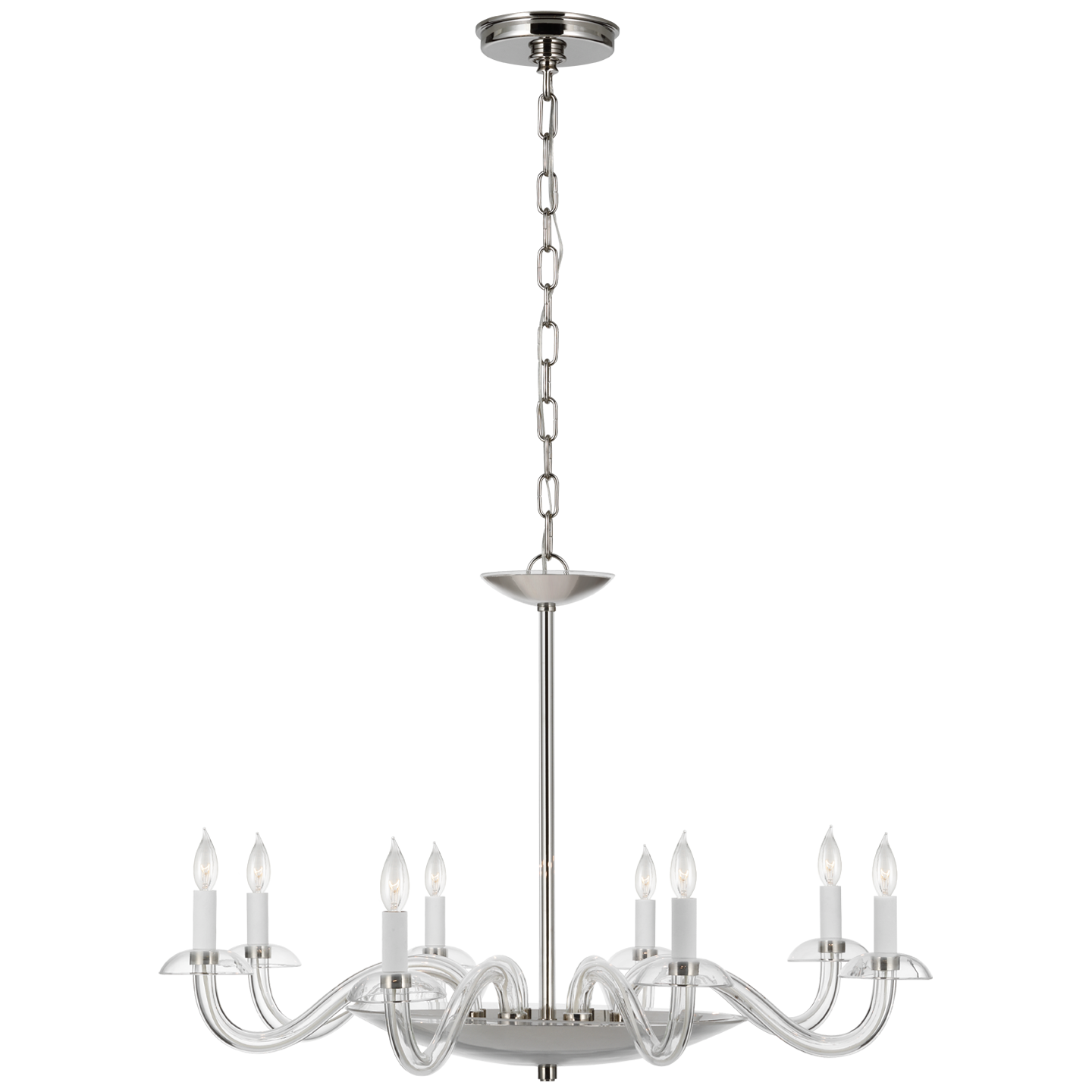 Brigitte Large Chandelier in Clear Glass and Polished Nickel