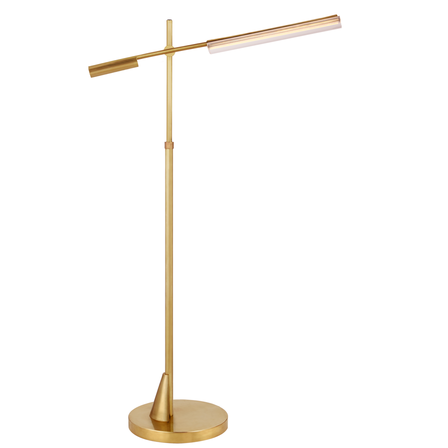 Daley Adjustable Floor Lamp in Natural Brass with Clear Acrylic