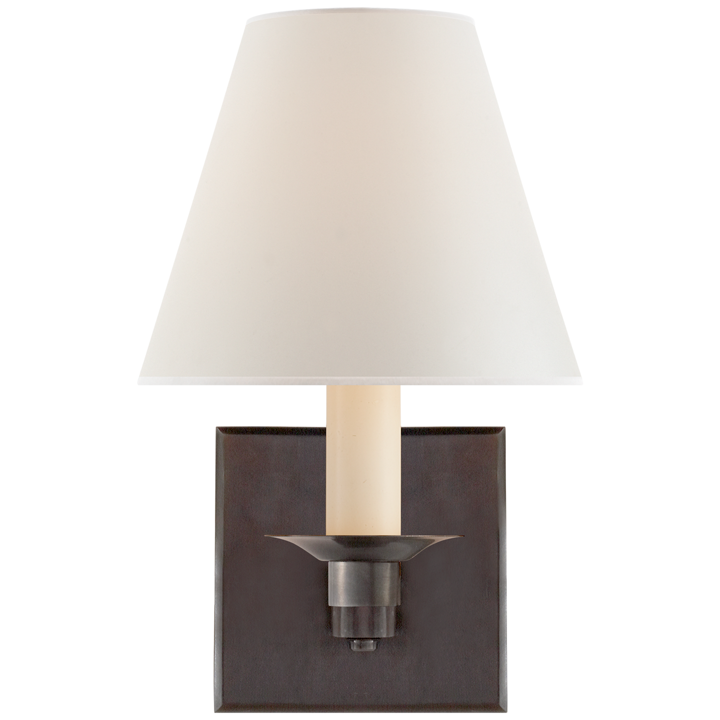 Evans Single Arm Sconce in Bronze with Percale Shade