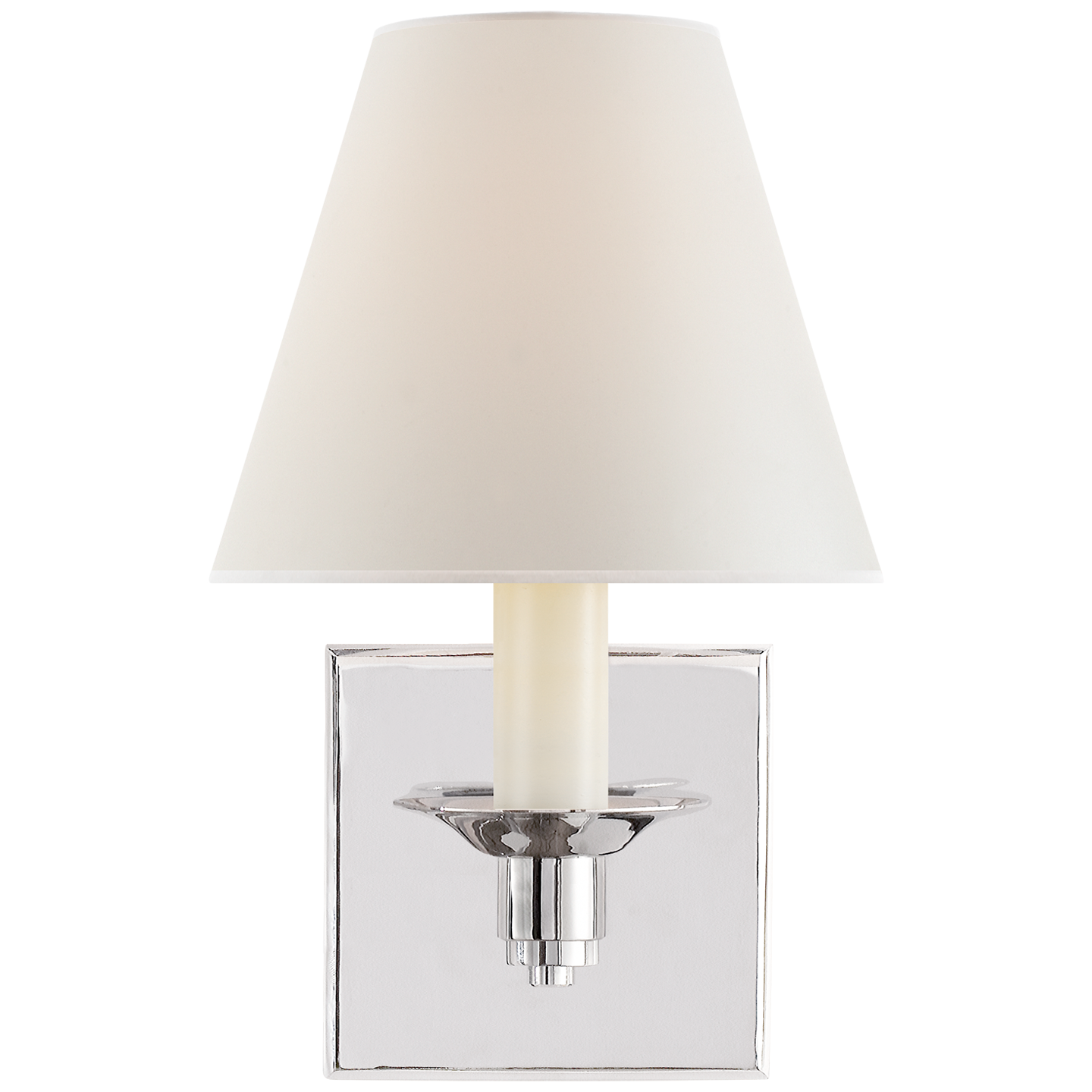Evans Single Arm Sconce in Polished Nickel with Percale Shade