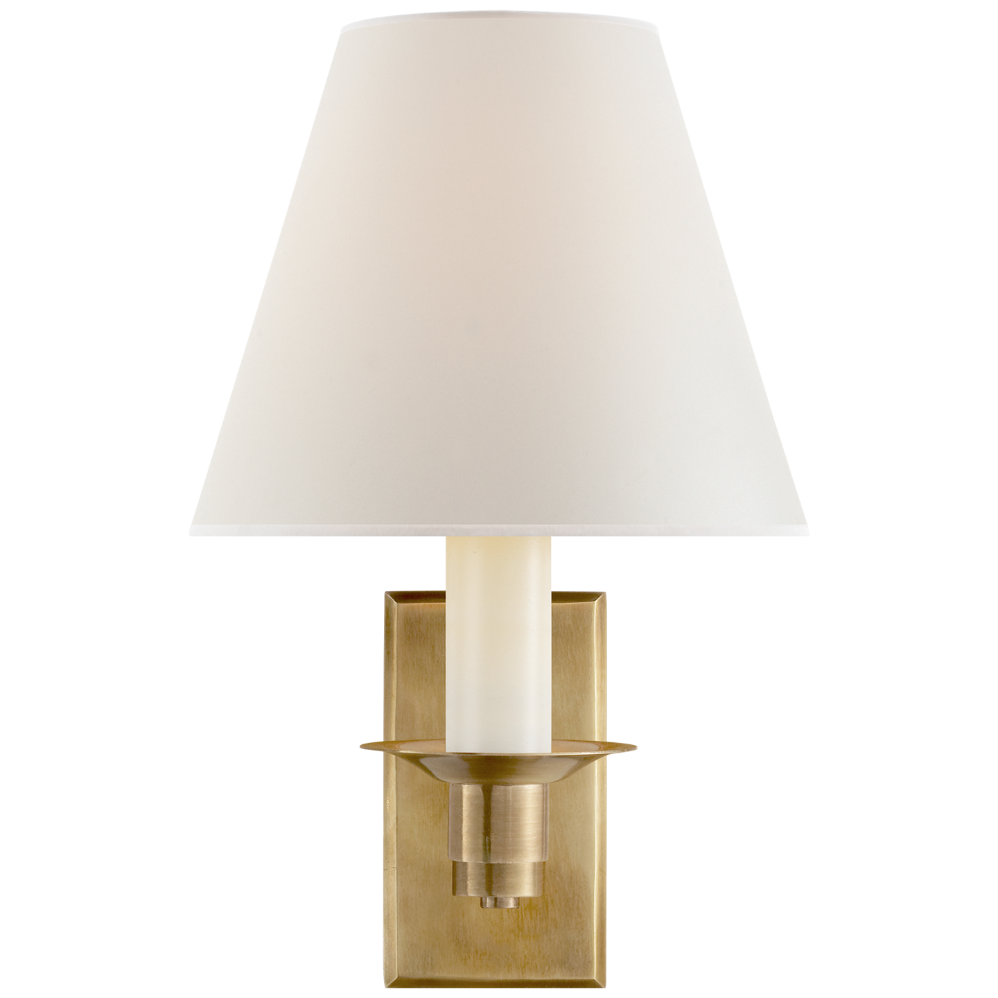 Evans Library Sconce in Natural Brass with Percale Shade