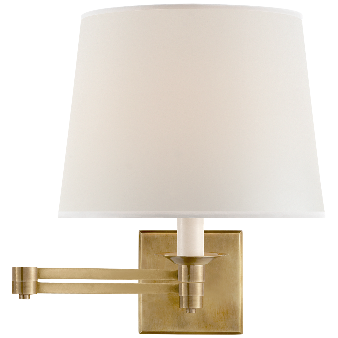 Evans Swing Arm Sconce in Natural Brass with Percale Shade
