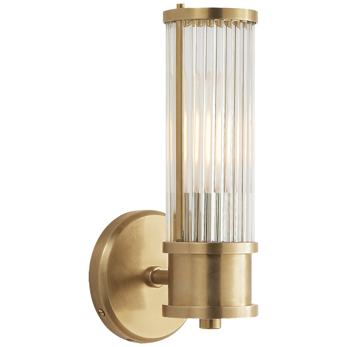 Allen Single Sconce in Natural Brass and Glass Rods