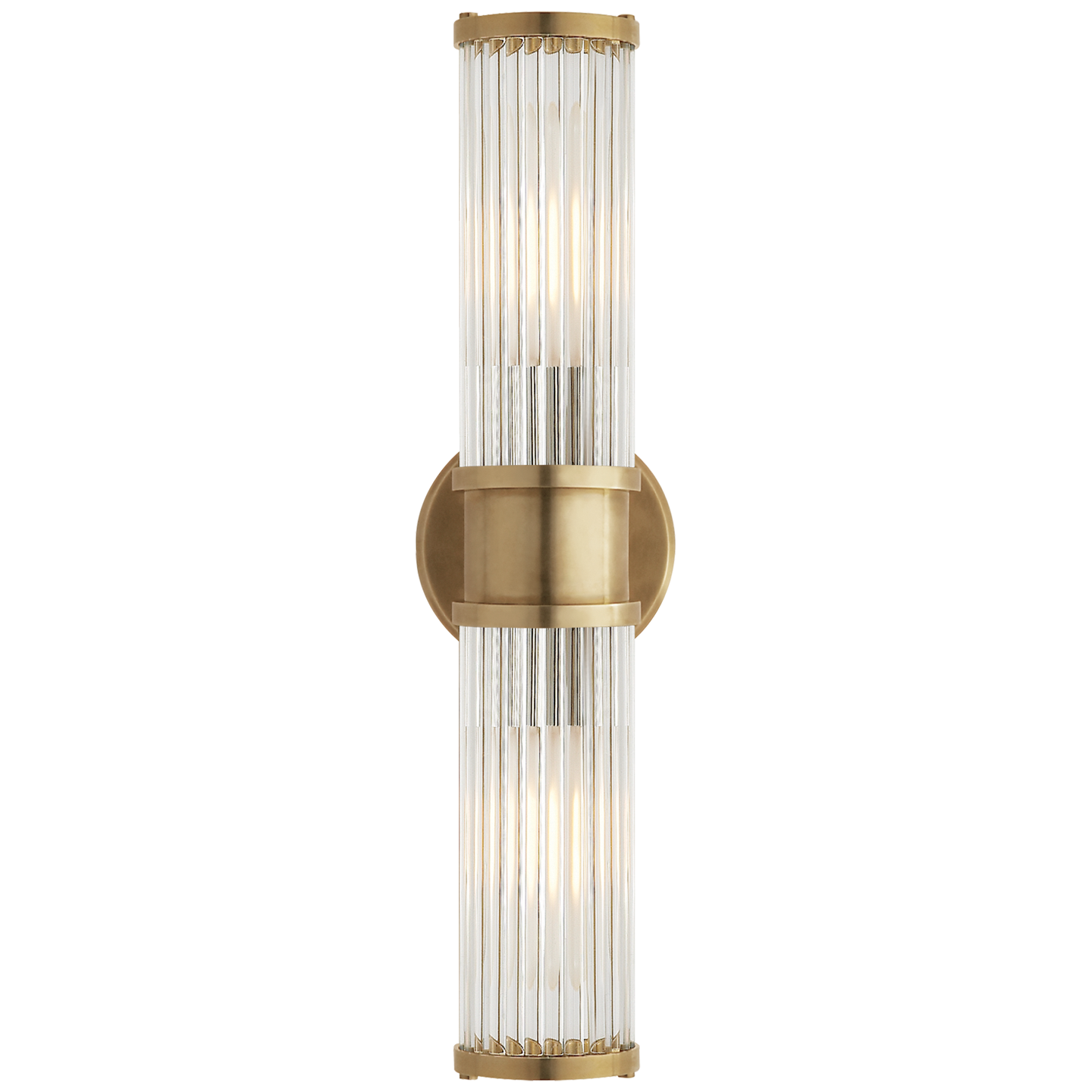 Allen Double Light Sconce in Natural Brass and Glass Rods
