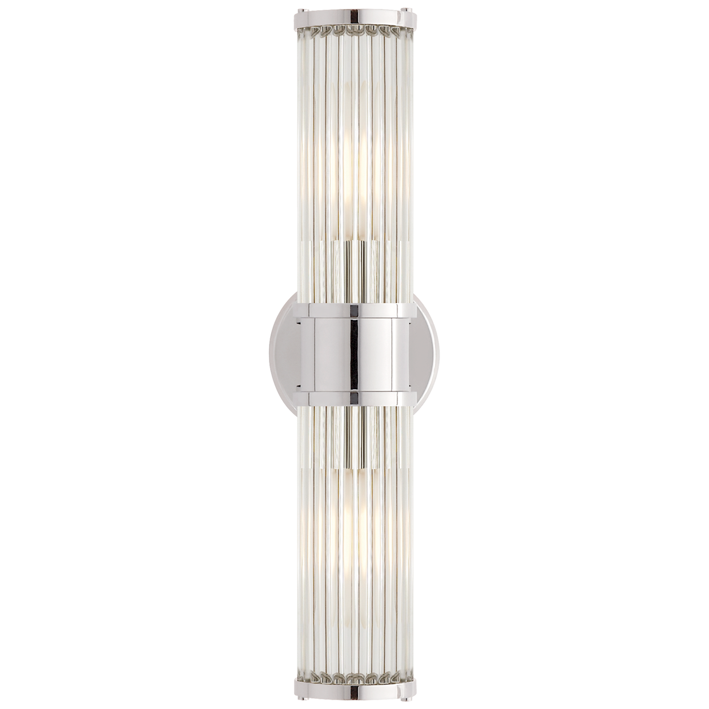 Allen Double Light Sconce in Polished Nickel and Glass Rods