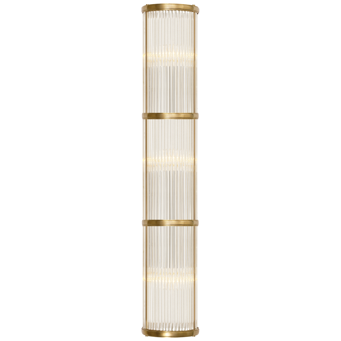 Allen Large Linear Sconce in Natural Brass and Glass Rods
