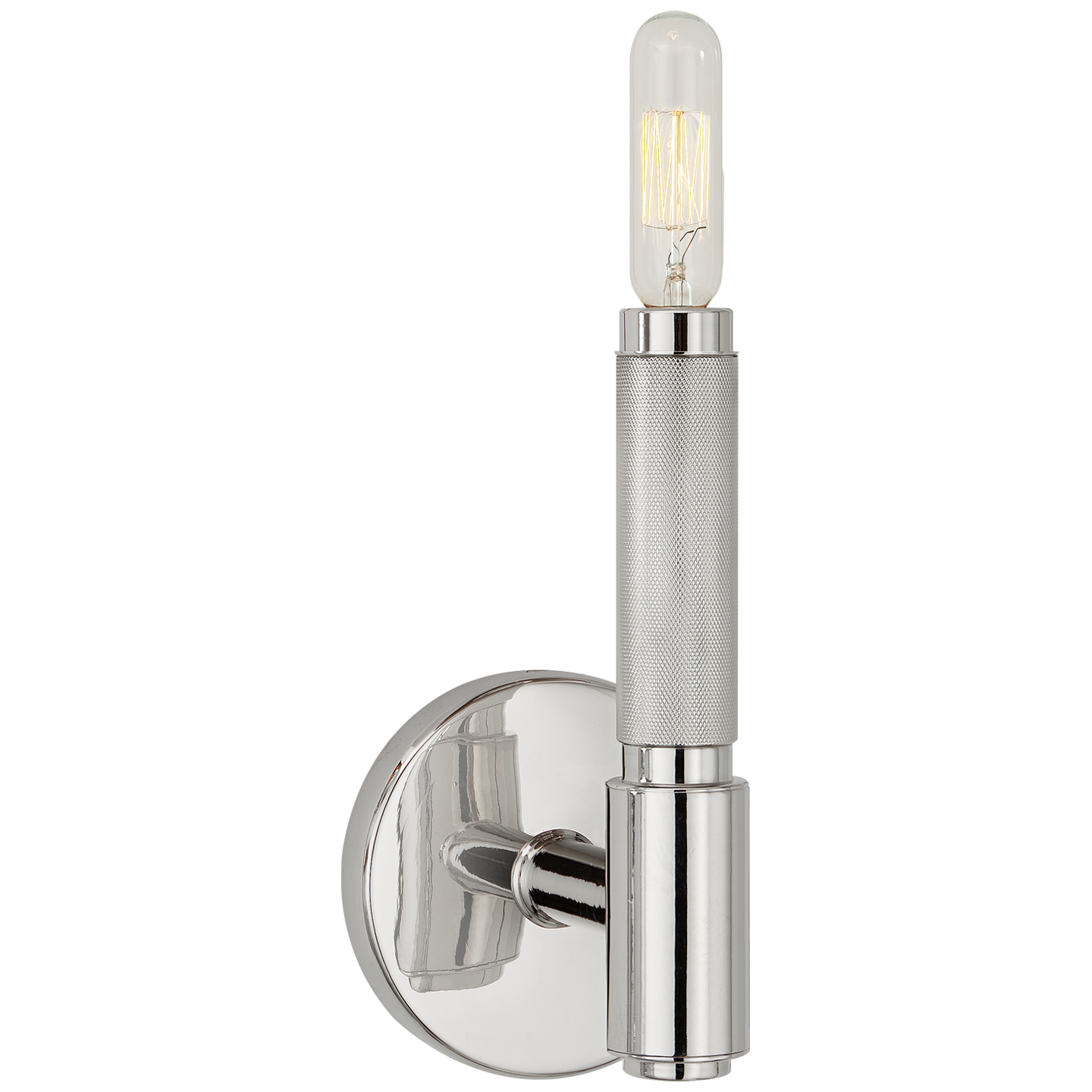 Barrett Small Single Knurled Sconce in Polished Nickel