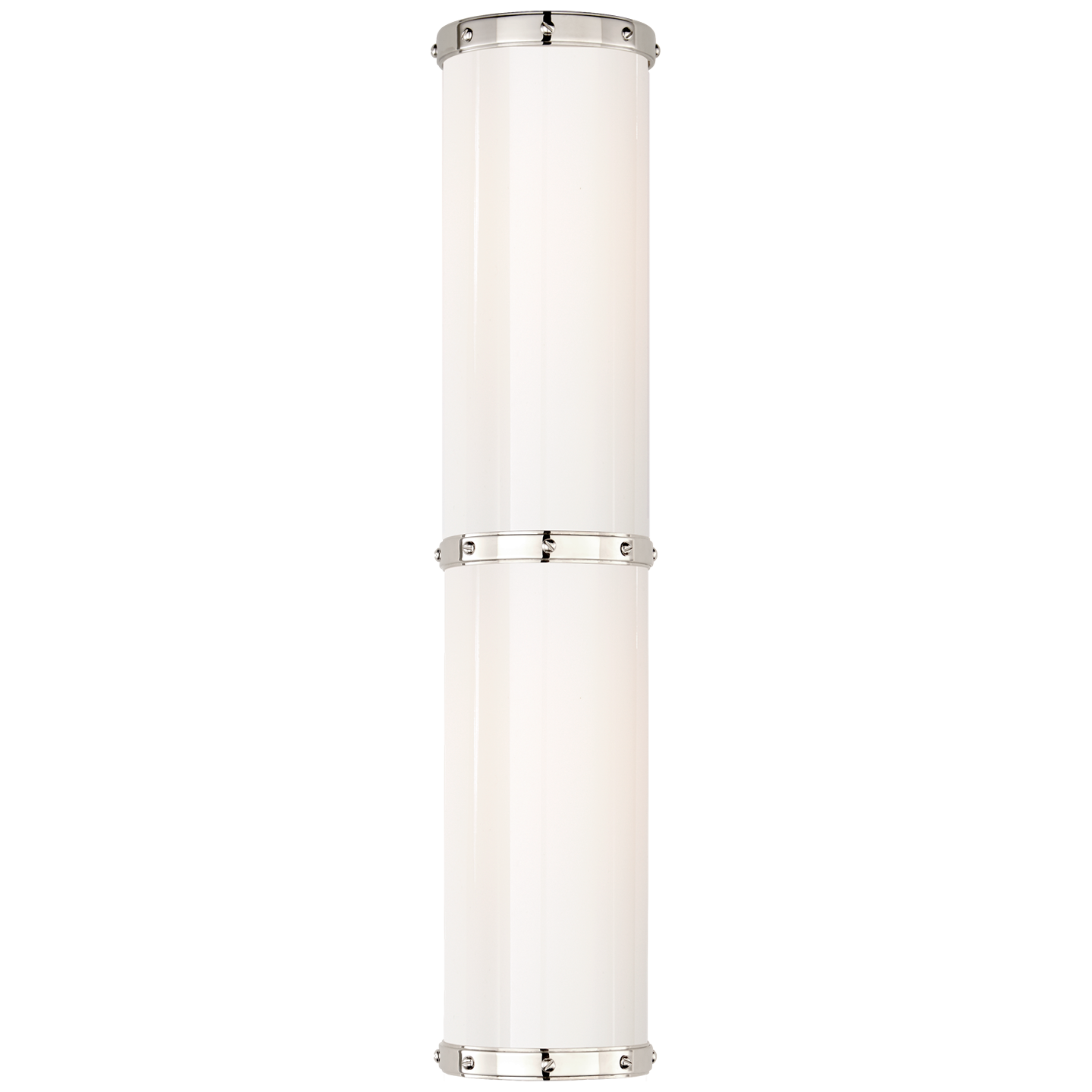 Bleeker Double Bath Sconce in Polished Nickel with White Glass