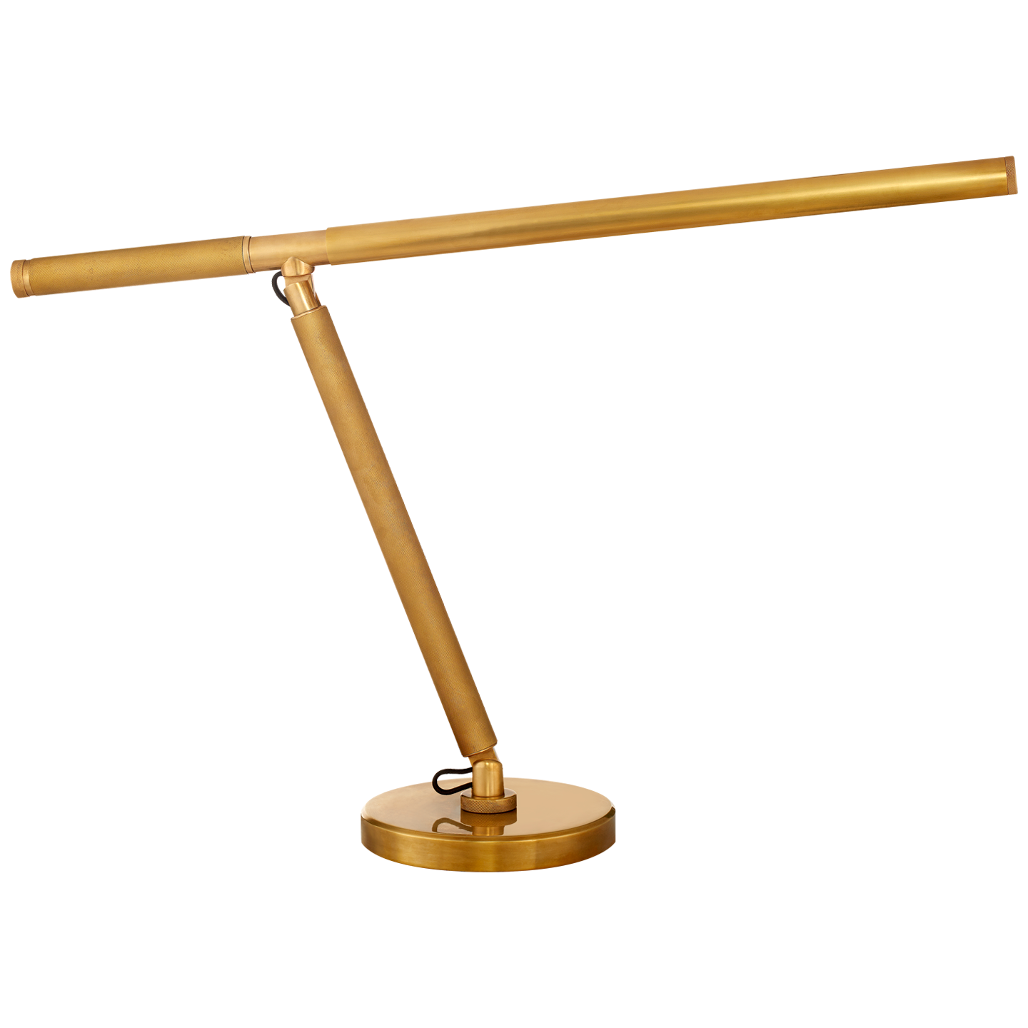 Barrett Knurled Boom Arm Desk Light in Natural Brass