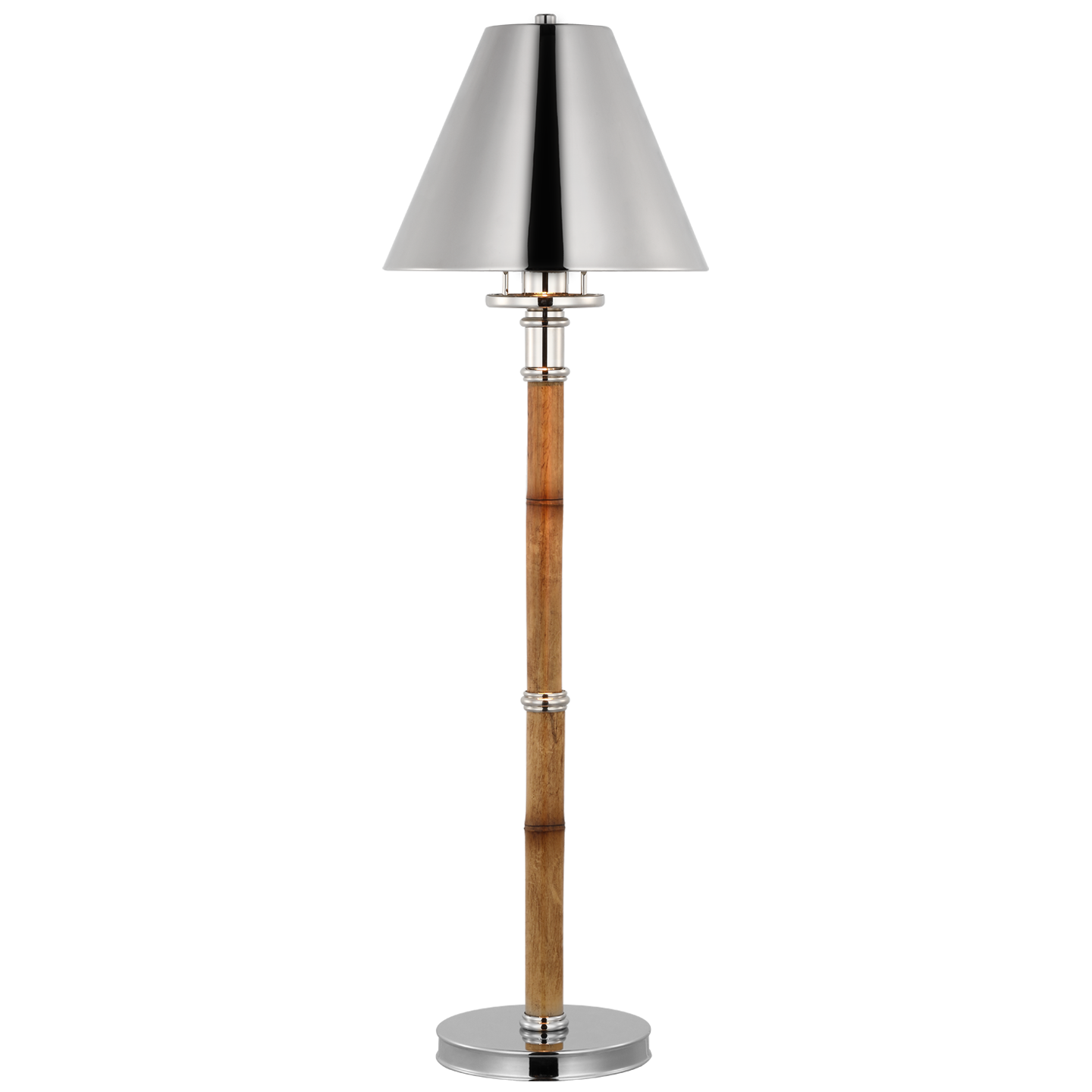 Dalfern Desk Lamp in Waxed Bamboo and Polished Nickel with Polished Nickel Shade