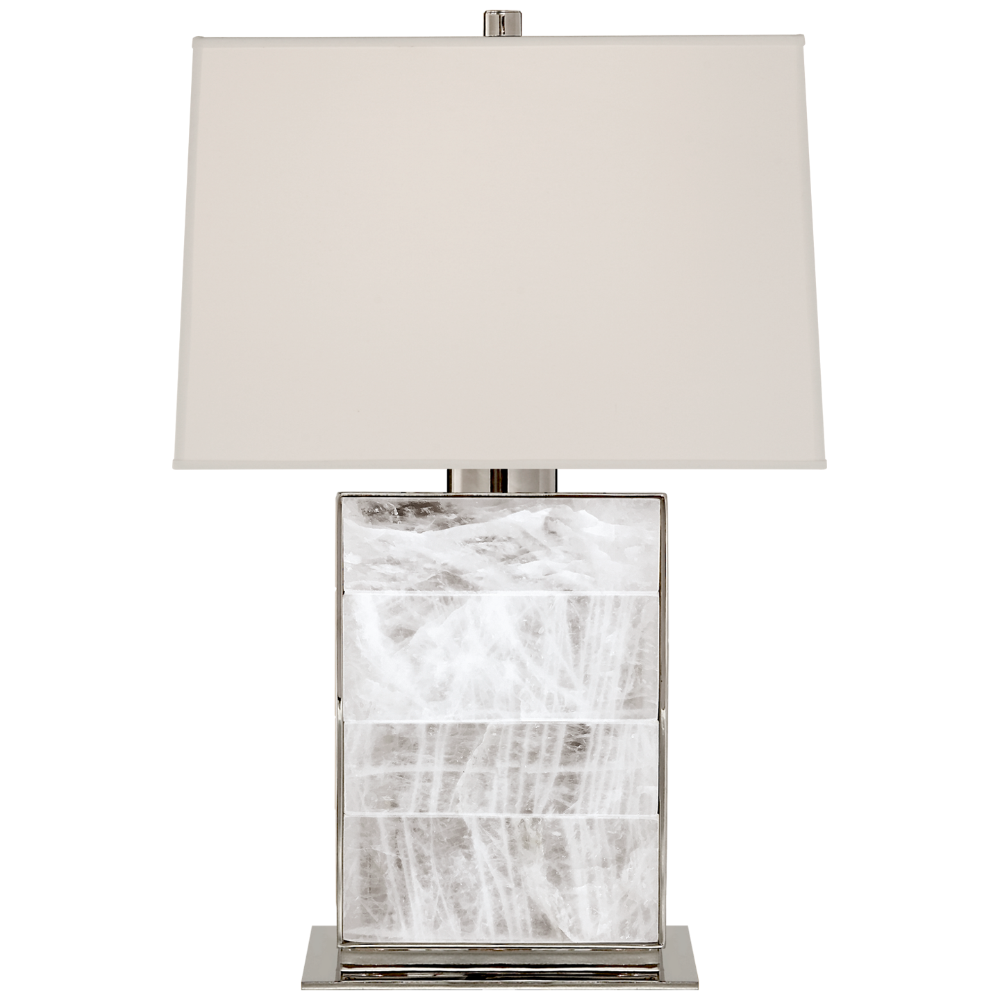 Ellis Bedside Lamp in Polished Nickel and Quartz with Percale Shade