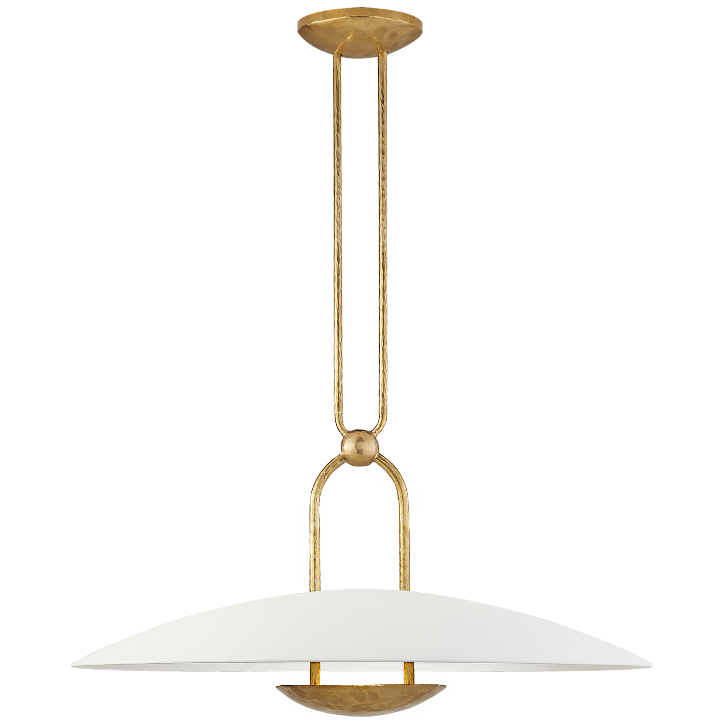 Cara Medium Sculpted Pendant in Natural Brass with Plaster White Shade