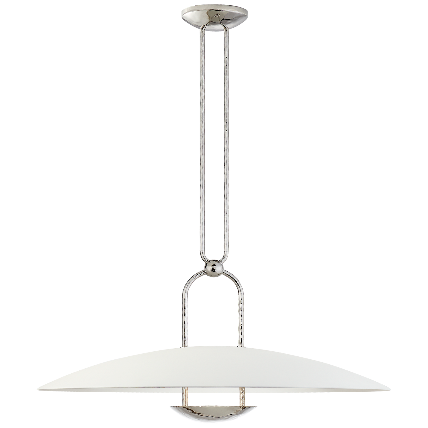 Cara Large Sculpted Pendant in Polished Nickel with Plaster White Shade