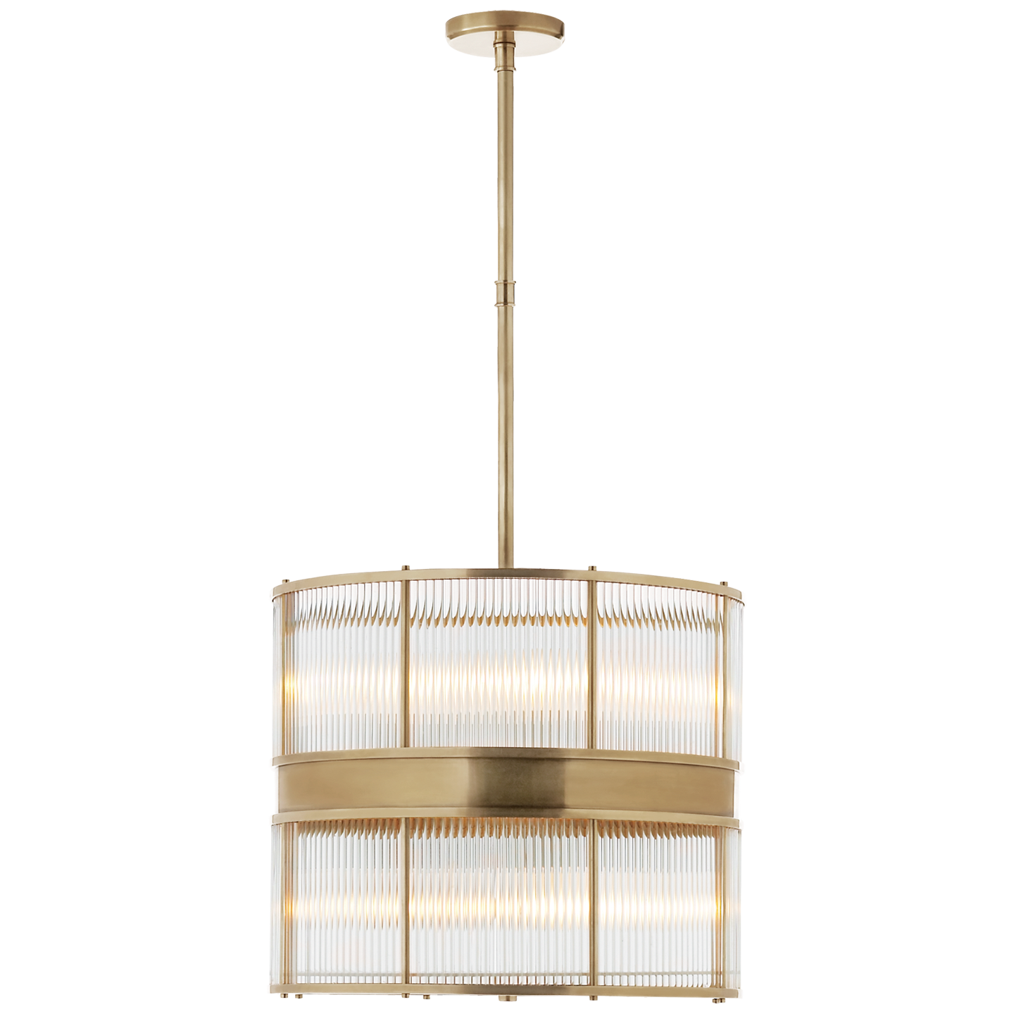 Allen Large Chandelier in Natural Brass and Glass Rods
