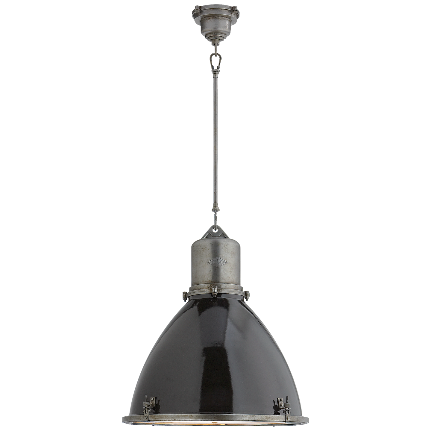 Fulton Large Pendant in Industrial Steel with Black Enamel Shade